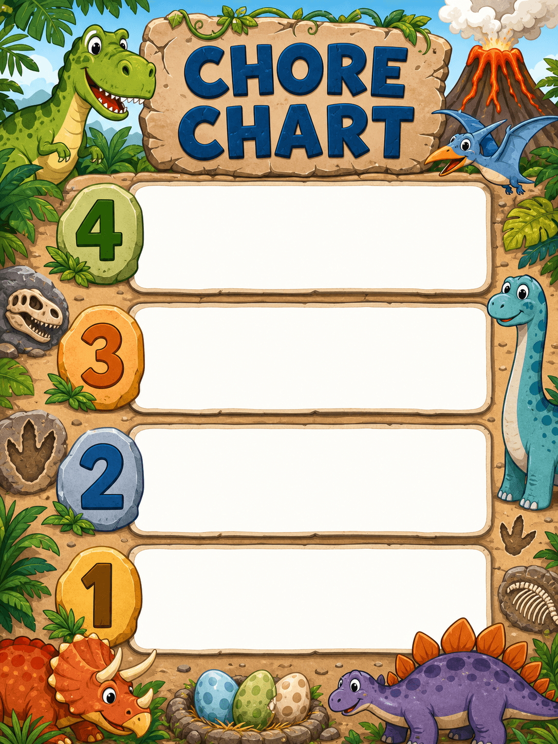 Dinosaur Discovery printable chore chart preview