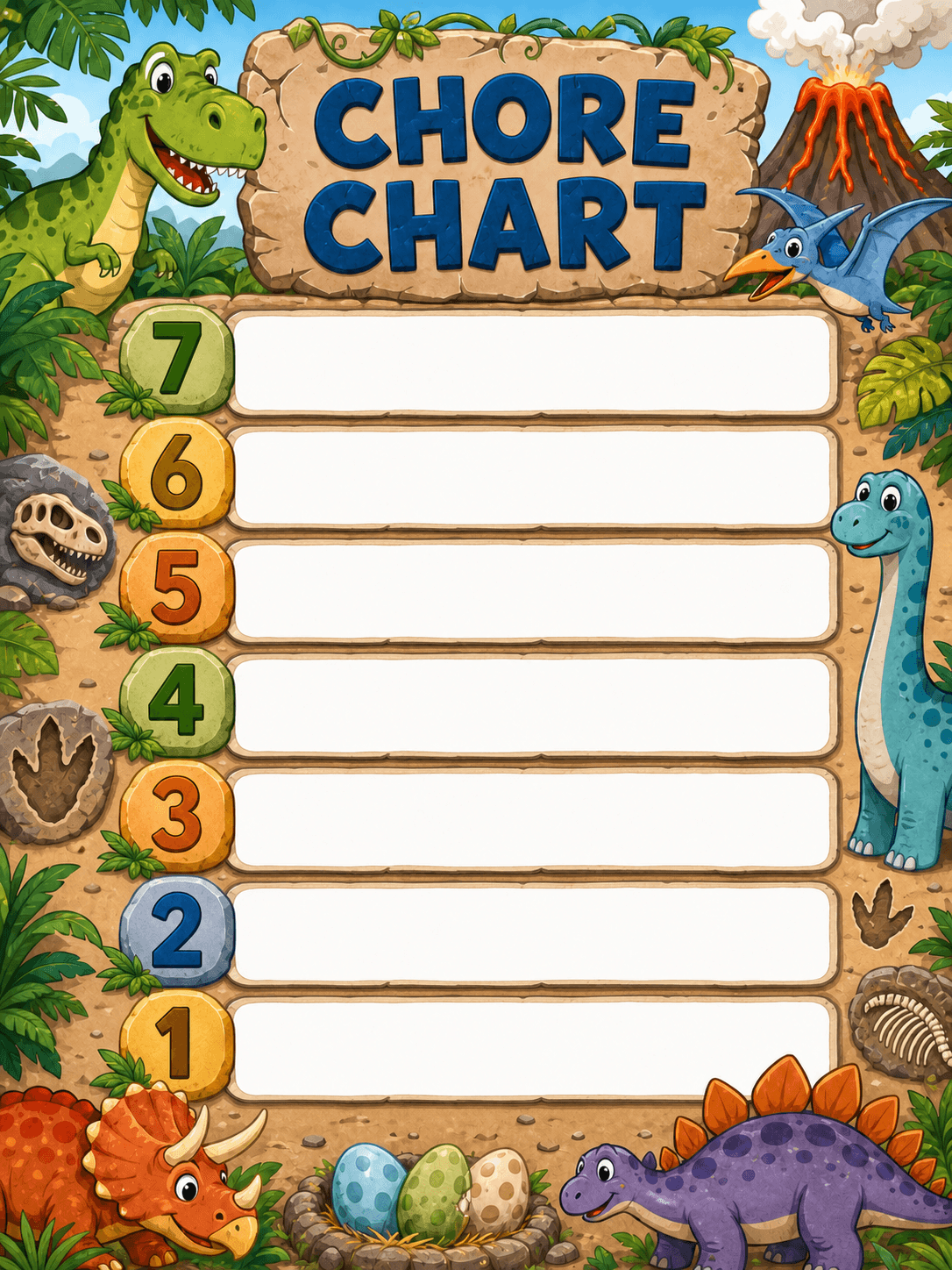 7-10 Boy printable chore chart template preview